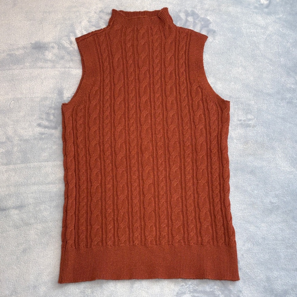 Cyrus Rust Sleeveless Cable Knit Sweater Tank